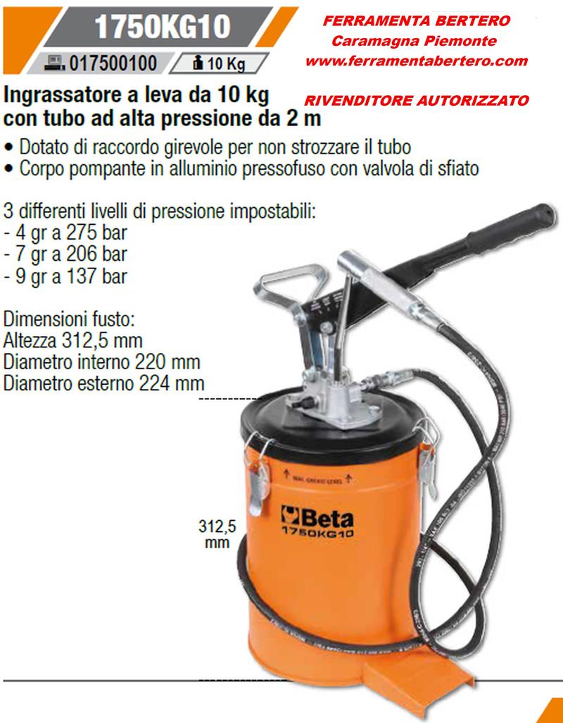 BETA 1750KG10 INGRASSATORE FUSTO A LEVA 